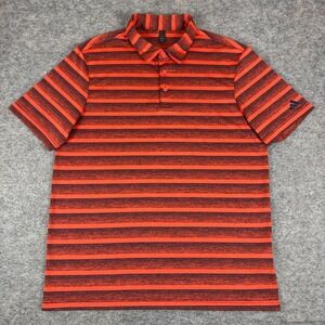 Adidas Golf Polo Shirt Striped Polyester Red Mens Large L